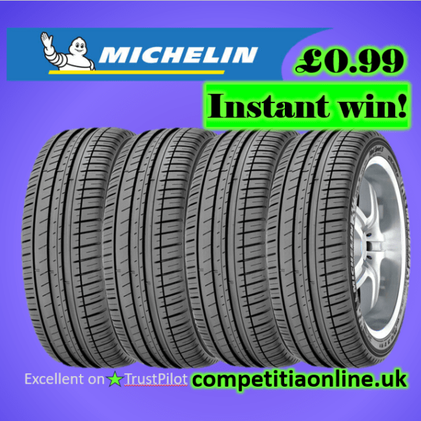 Win instantly this set of 4 Michelin Tyres, you choose the size.
