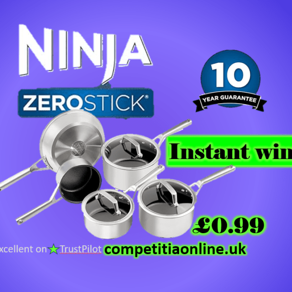 Win instantly this set of Ninja ZEROSTICK 5-Piece Pan Set.