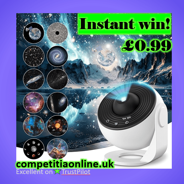Win instantly this Galaxy Projector with 12 Film Discs