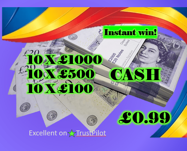 Win cash instantly |30 instant prizes |£16000 in total